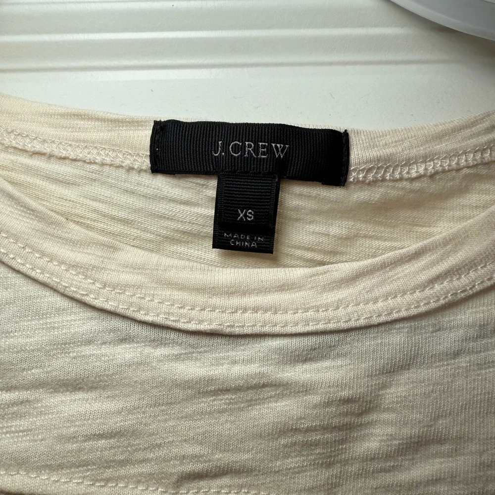 🔥 $15 SALE Classic J.Crew striped cotton top 3/4 sleeves Cream Black Size XS